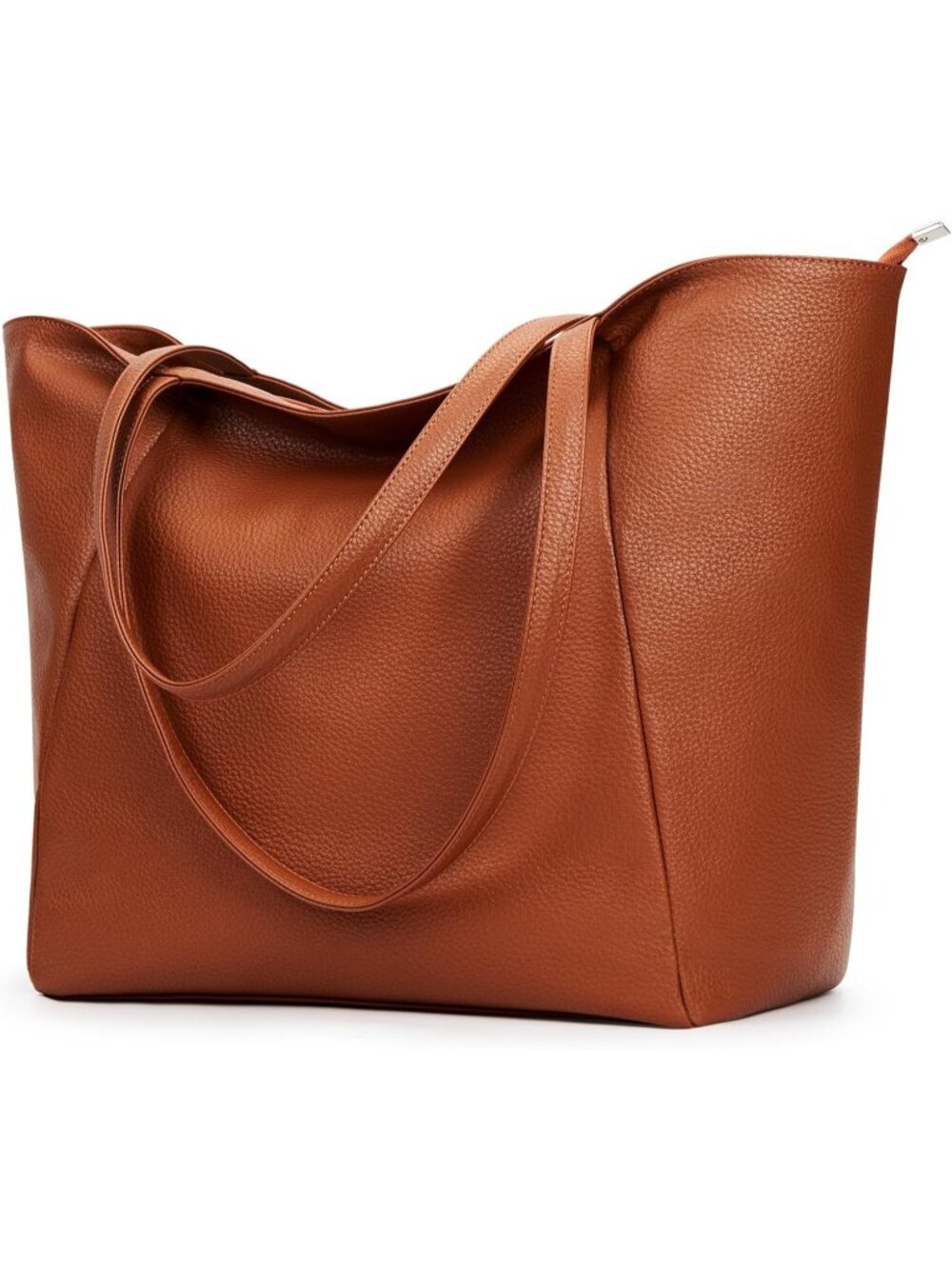 Women's Brown Vegan Leather Casual Zipper Pocket Hobo Bag Tote Handbag